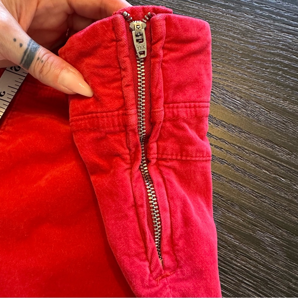 Free People In My Feelings Red Velvet Crop Slim Flare Side Zip Pant, Small - Picture 9 of 10